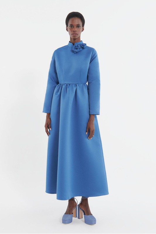 Beli Büzgülü Elbise İndigo