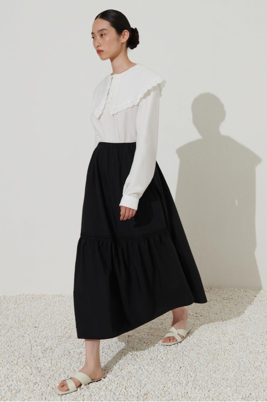 Fisto İşleme Detaylı Etek Siyah