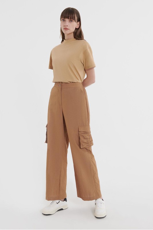 Kargo Cepli Rahat Kalıp Pantolon Kahve