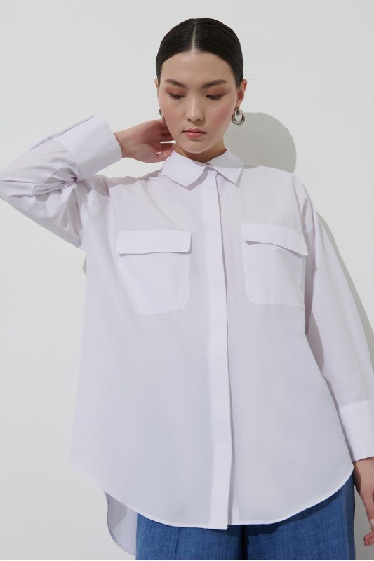 Modal Cepli Gömlek Ekru Modal Cepli Gömlek Ekru