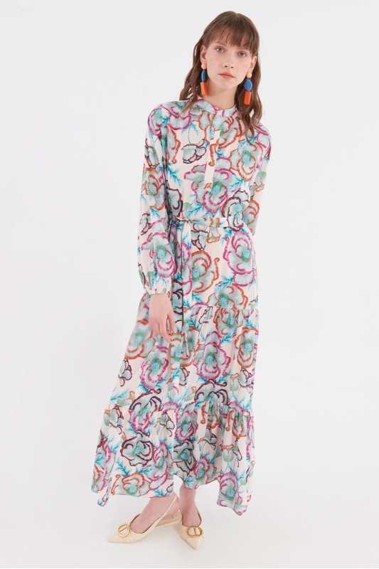 Solına Soft Desenli Elbise Mavi