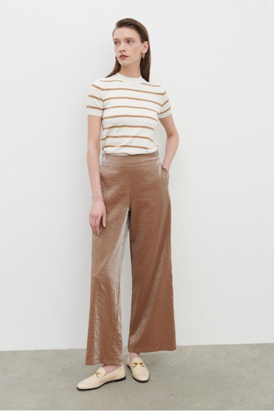 Parlak Geçişli Pantolon Kahve