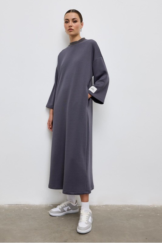 Rahat Kalıp Elbise Füme