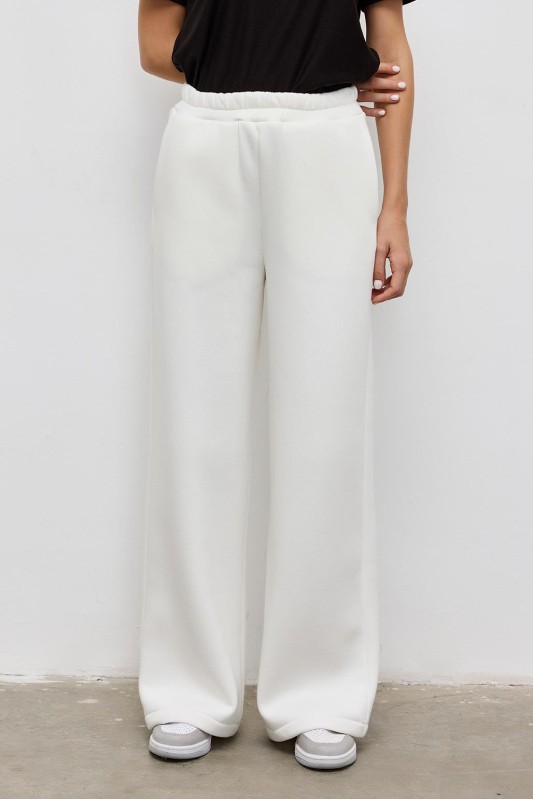 Şardonlu Düz Kesim Eşofman Ekru