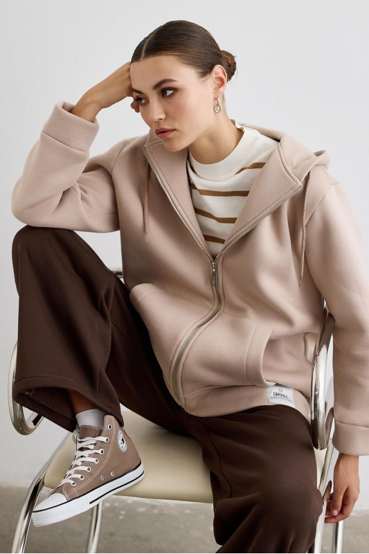 Kapüşonlu Kalın Hırka Taş