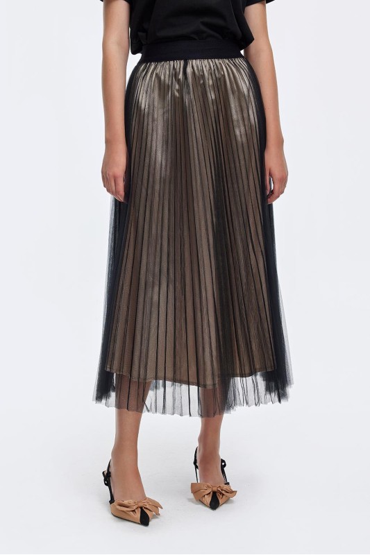 Çift Katlı Tül Etek Siyah