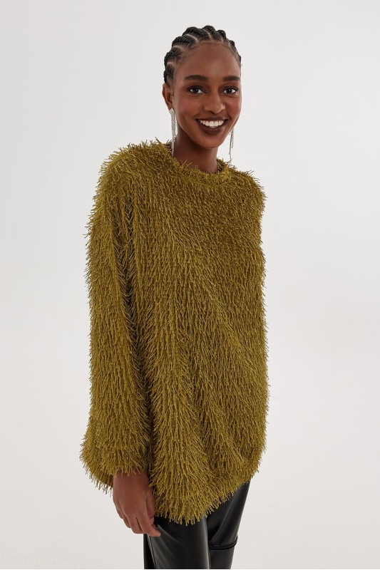 Saçaklı Kazak Olive