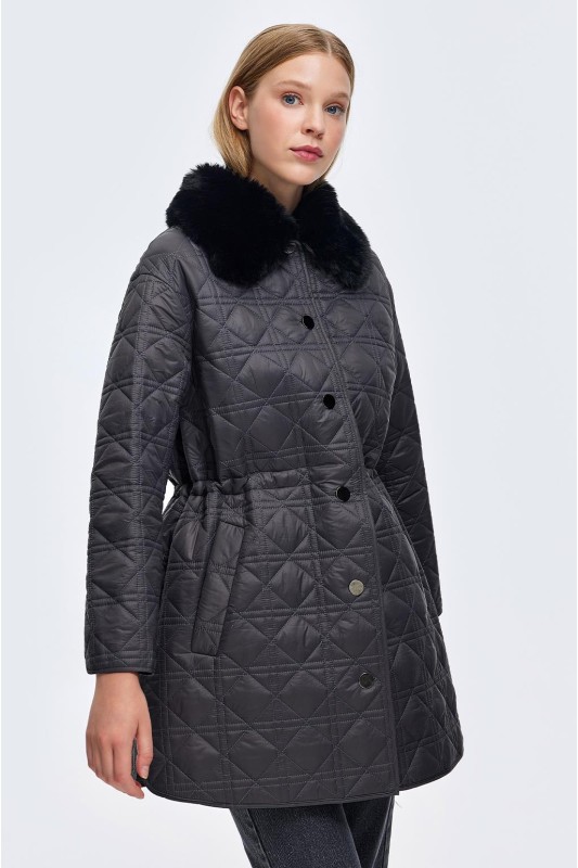 Kürk Yakalı Kapitöne Mont Füme Kürk Yakalı Kapitöne Mont Füme