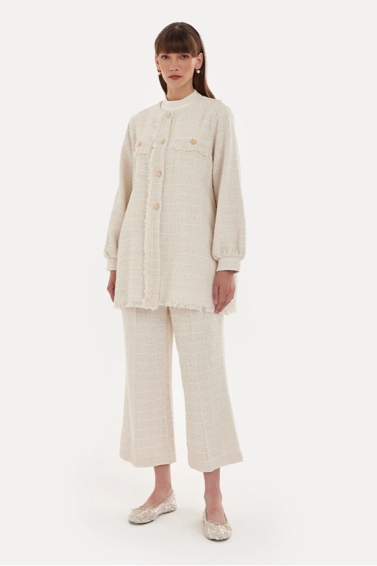 Tüvit Ceket Pantolon Takım Ekru