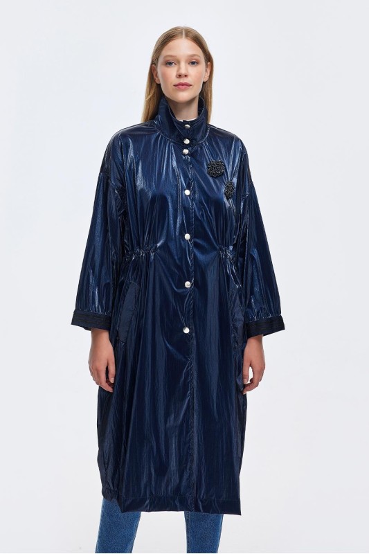 Rahat Kesim Trençkot Lacivert