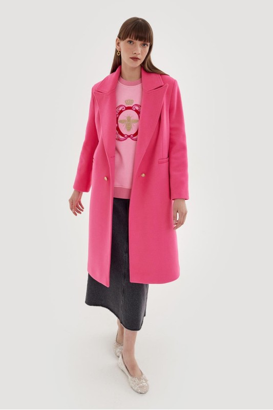 Pensli Kaşe Kaban Fuşya