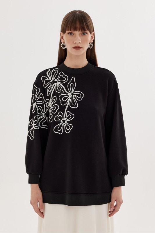 Kordenalı Sweatshirt Siyah Kordenalı Sweatshirt Siyah