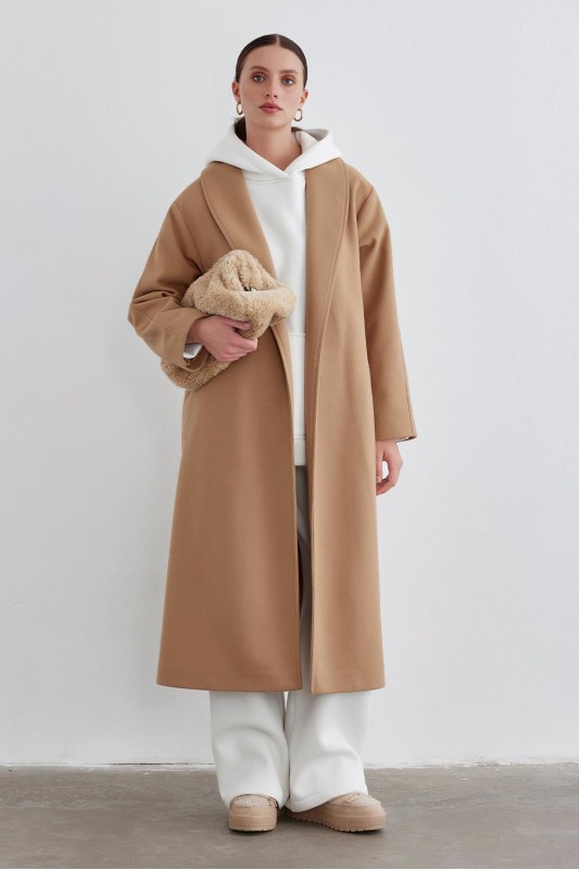 Lora Şal Yaka Kaban Vizon