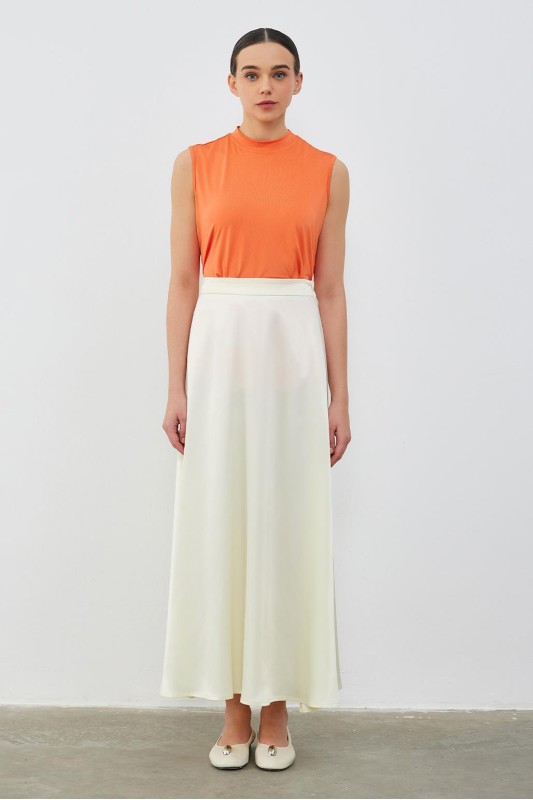 Debra Saten Çan Etek Krem