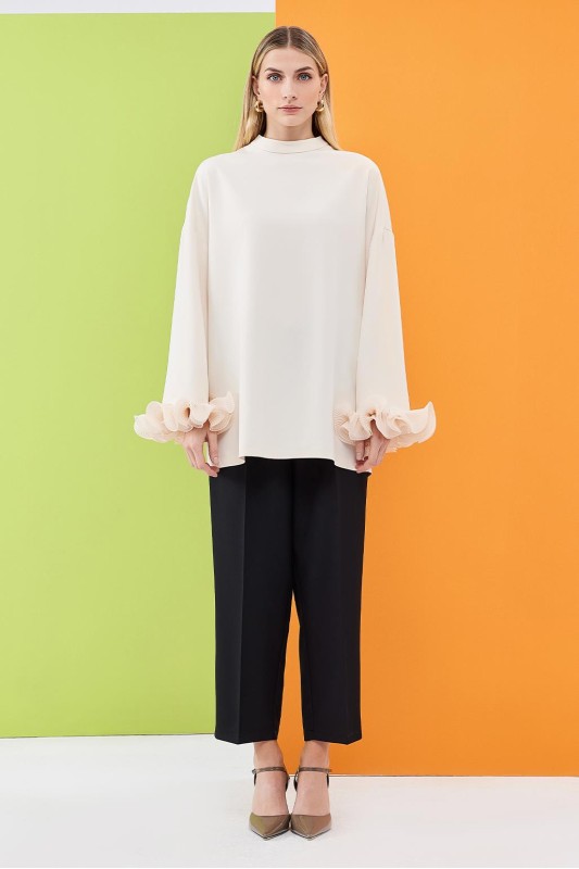 Lady Kol Pilise Detaylı Tunik Bej