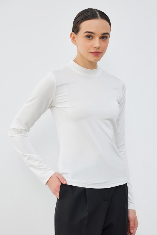 İpek Örme Uzun Kollu Bluz Ekru İpek Örme Uzun Kollu Bluz Ekru