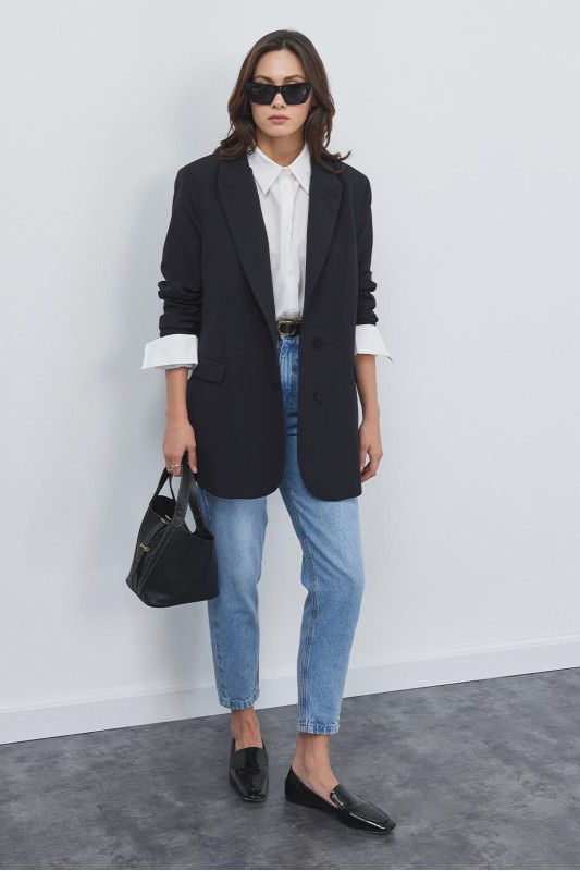 Yırtmaçlı Alina Ceket Siyah