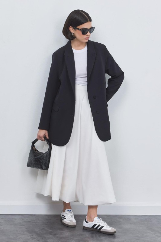 Wola Poplin Balon Etek Ekru