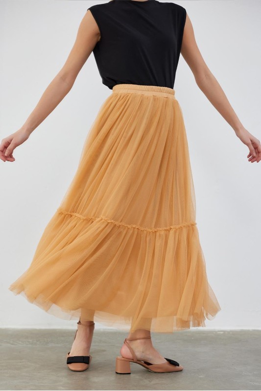 Benad Tül Parçalı Etek Yavruağzı