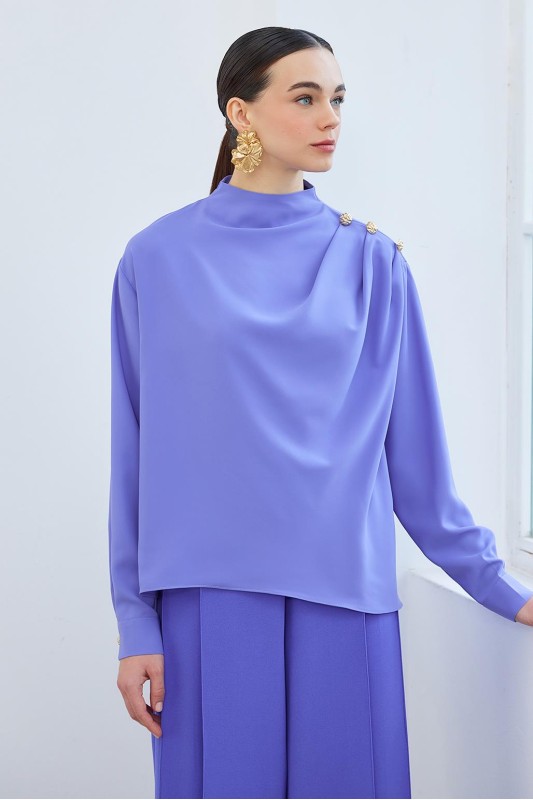 Drape Büzgü Detaylı Mia Tunik Lavanta