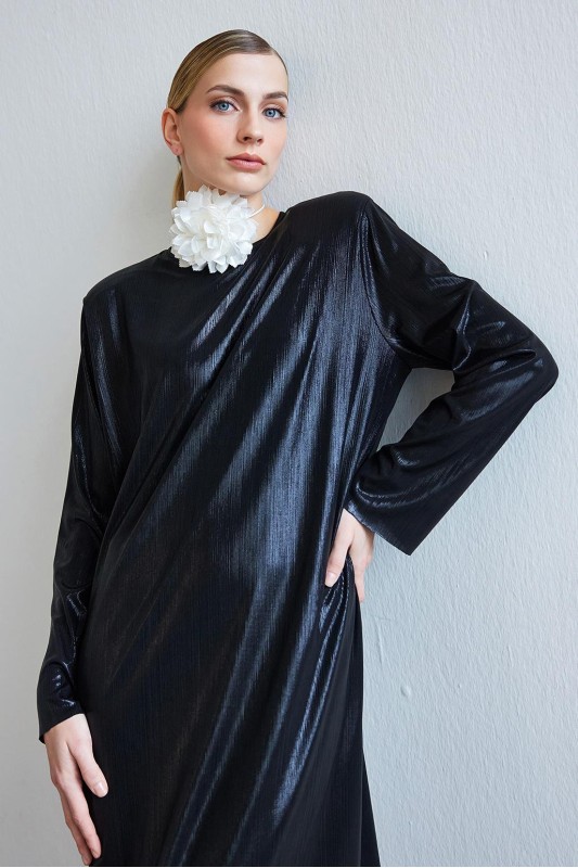 Tiana Vatkalı Elbise Siyah