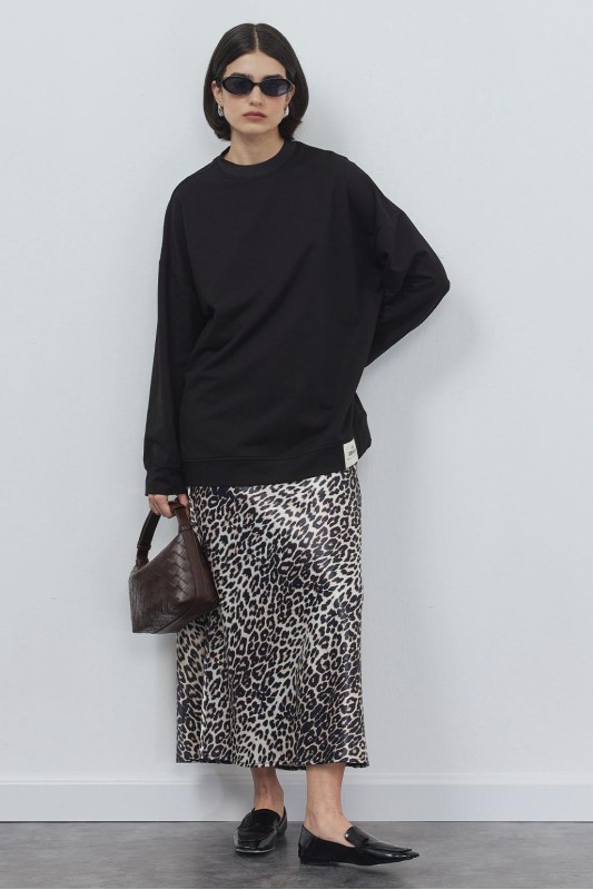 Poen Oversize Sweatshirt Siyah