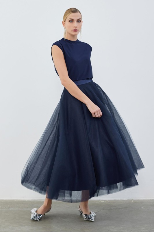 Royal Çok Katlı Tütü Etek Lacivert