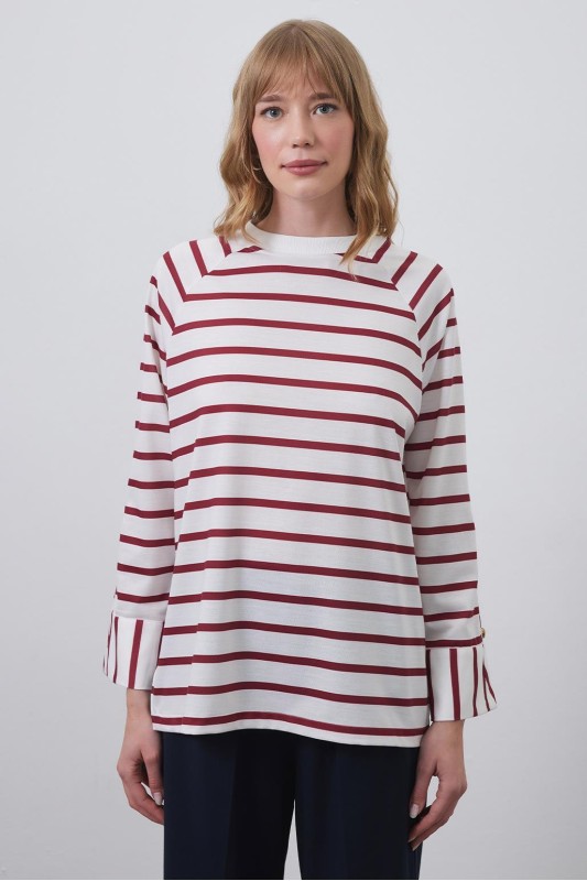 Lova Gold Düğmeli Tunik Bordo