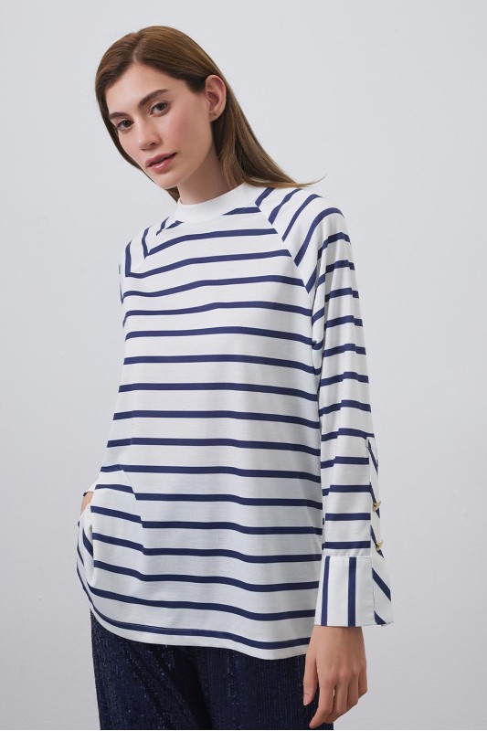 Lova Gold Düğmeli Tunik İndigo