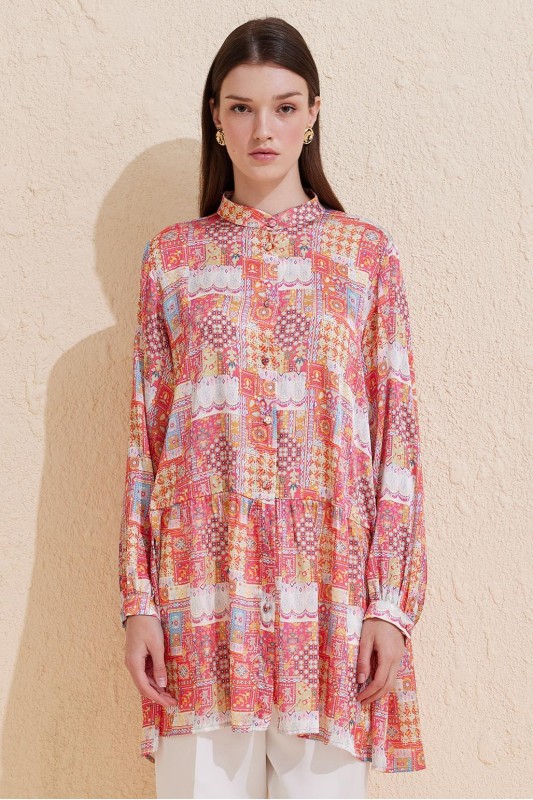 Feone Desenli Gömlek Pembe