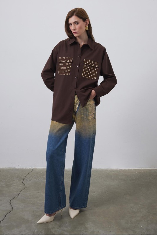 Jeya Cep Troplu Gömlek Acı Kahve Jeya Cep Troplu Gömlek Acı Kahve