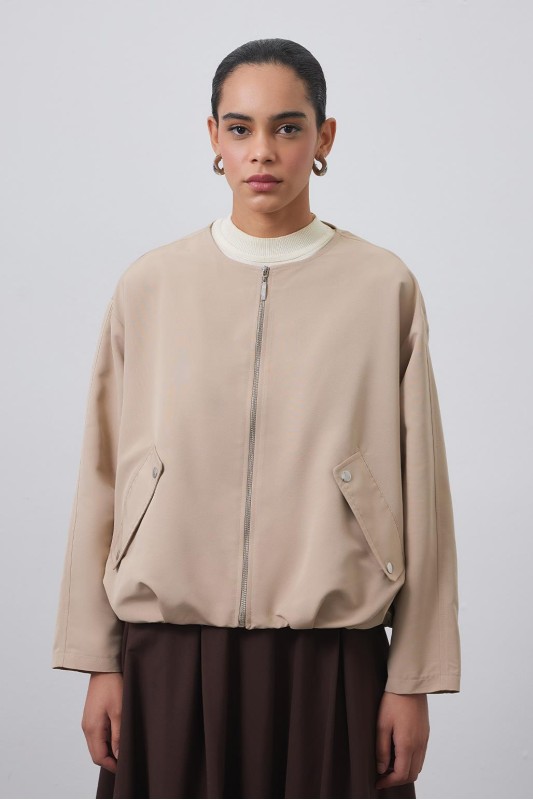 Kısa Trenç Ceket Vizon Kısa Trenç Ceket Vizon