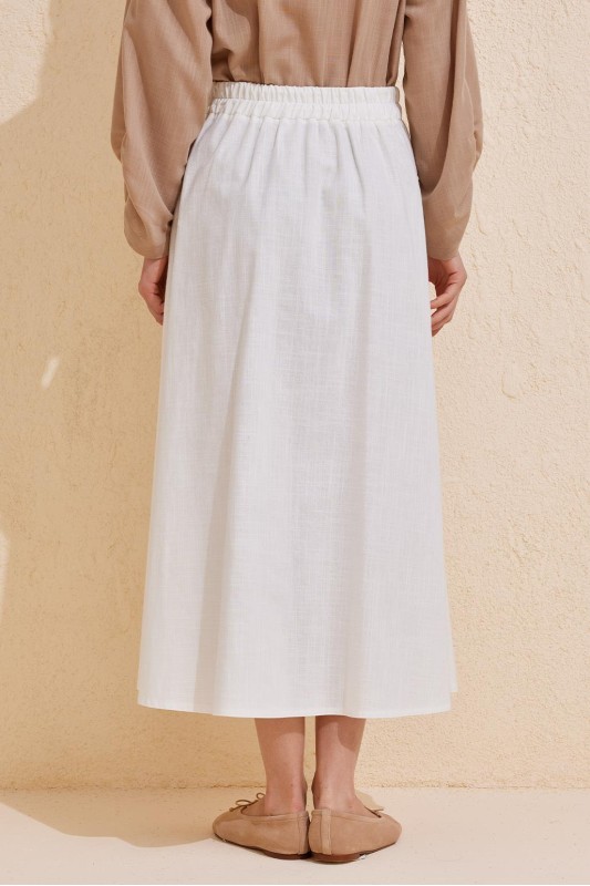 Pileli Pamuk Keten Etek Ekru