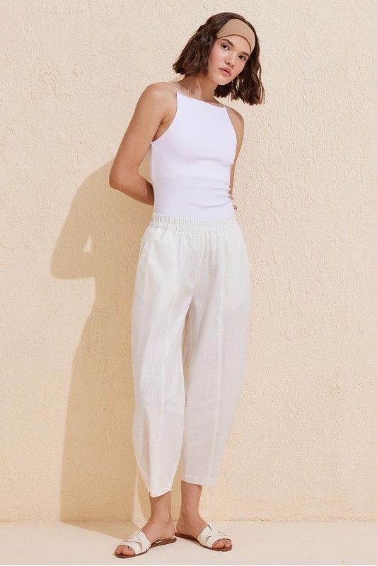 Merlin Havuç Kesim Pantolon Ekru