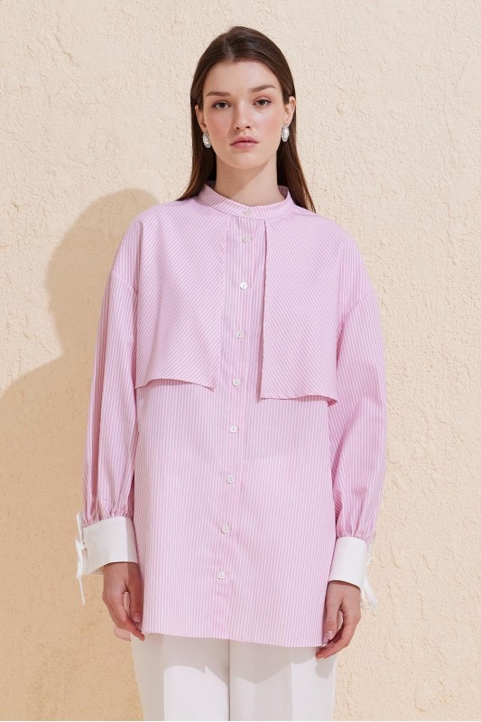 Çizgili Allerli Gömlek Pembe