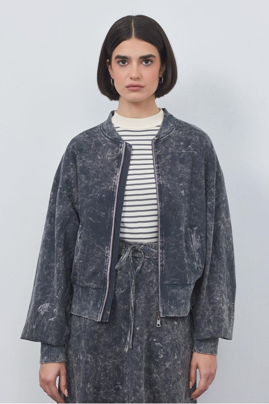 Soluk Efectli Hırka Etek Takım Füme