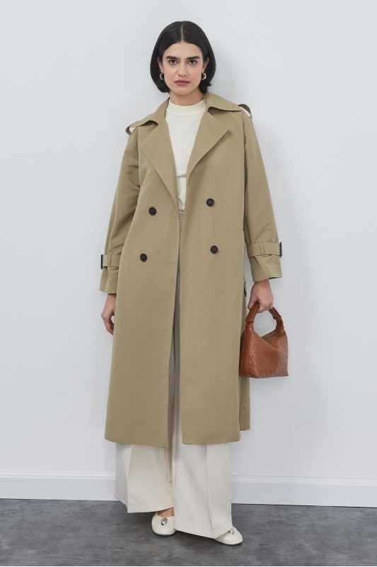 Apoletli Trençkot Zeytin Yeşili