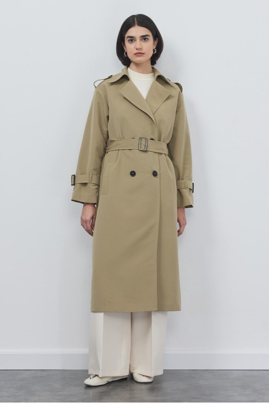 Apoletli Trençkot Zeytin Yeşili