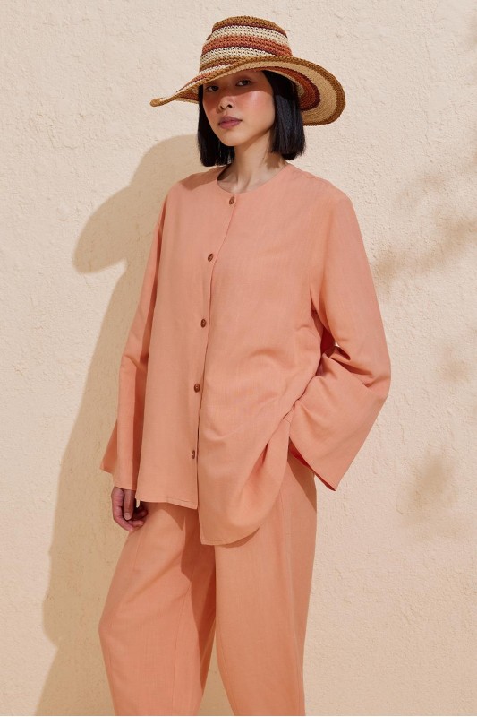 Marissa Gömlek Pantolon Takım Somon