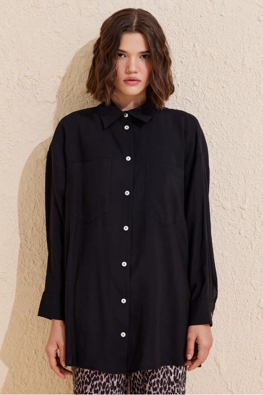 Modal Basic Gömlek Siyah Modal Basic Gömlek Siyah