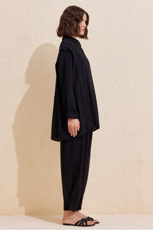 Helen Gömlek Pantolon Takım Siyah