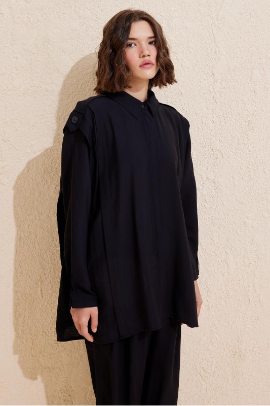 Helen Gömlek Pantolon Takım Siyah