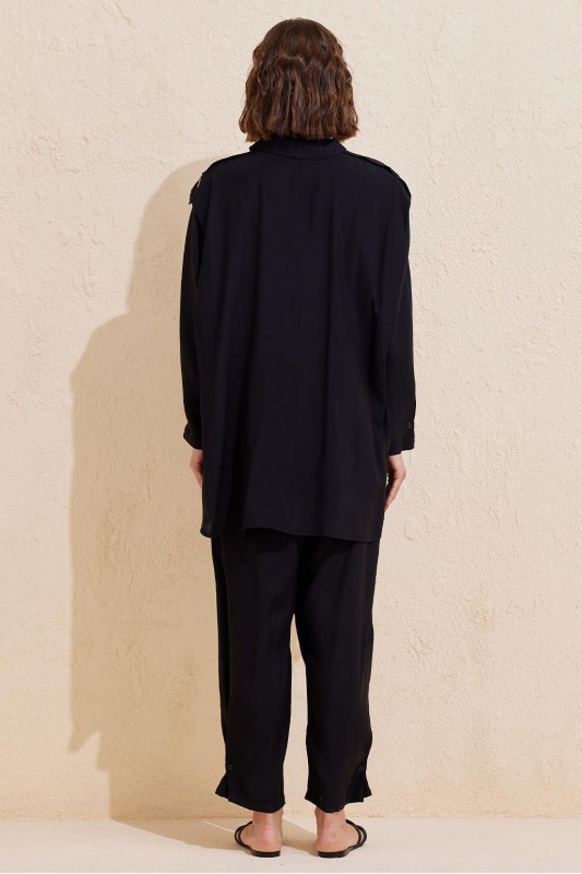 Helen Gömlek Pantolon Takım Siyah