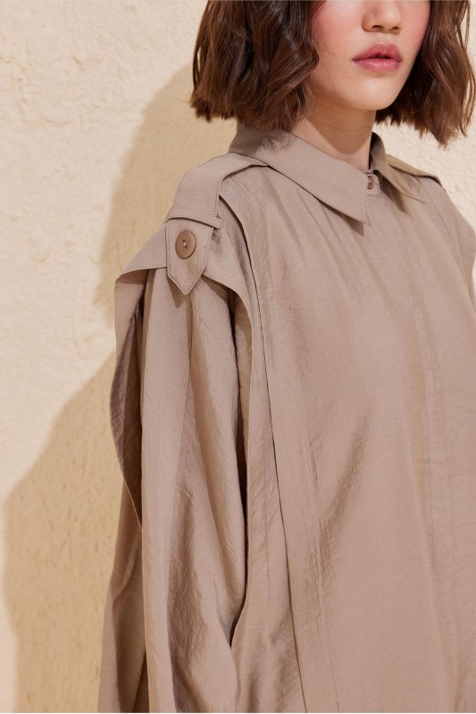 Helen Gömlek Pantolon Takım Vizon