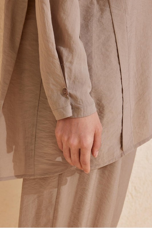 Helen Gömlek Pantolon Takım Vizon