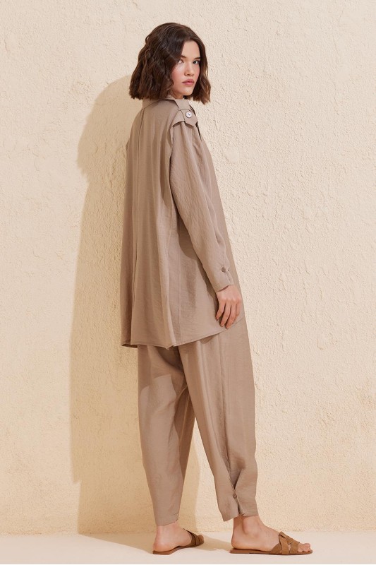 Helen Gömlek Pantolon Takım Vizon