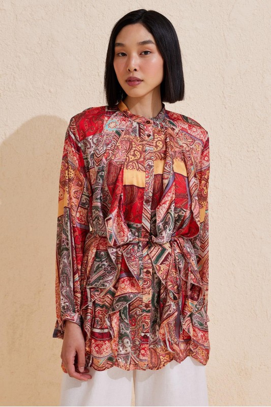 Hera Desenli Volan Detaylı Gömlek Desenli