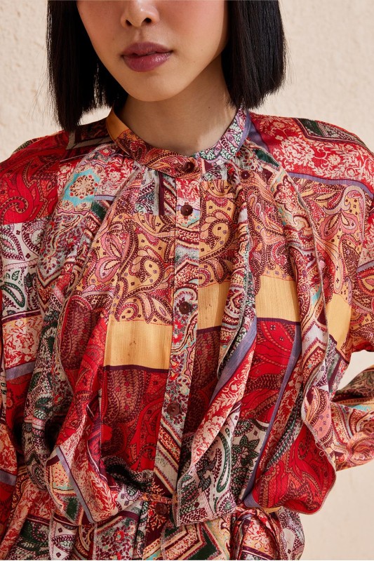 Hera Desenli Volan Detaylı Gömlek Desenli